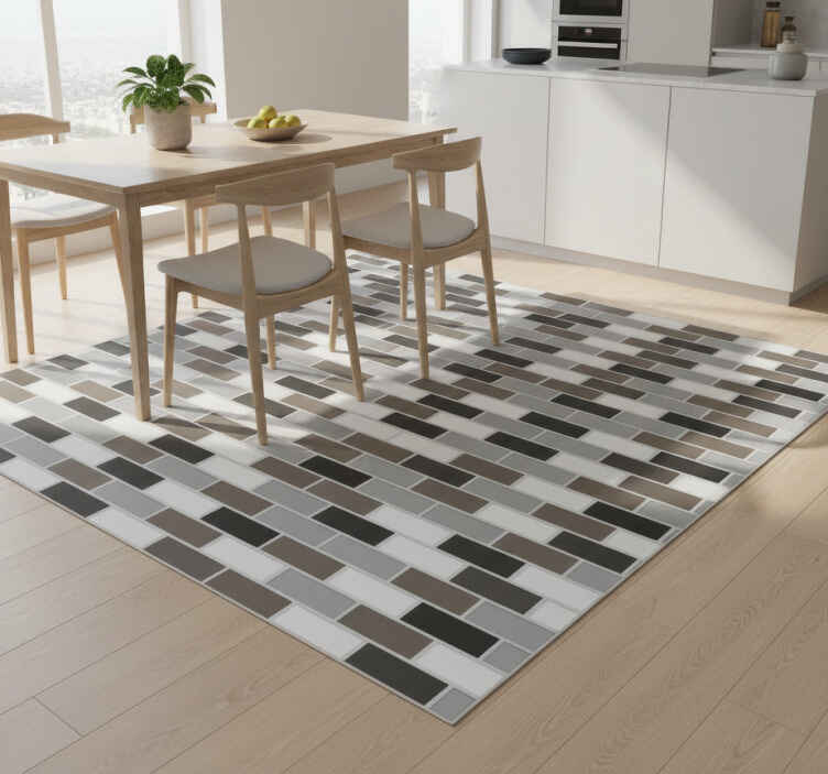Kitchen vinyl rug with gray tile border - TenStickers