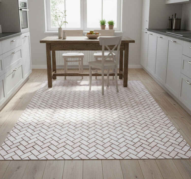 Tapis vinyle cuisine carreaux marbrés en chevrons - TenStickers