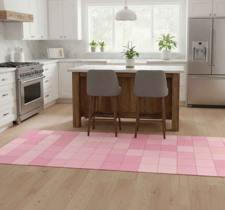 Kitchen vinyl rug in pink square tiles - TenStickers