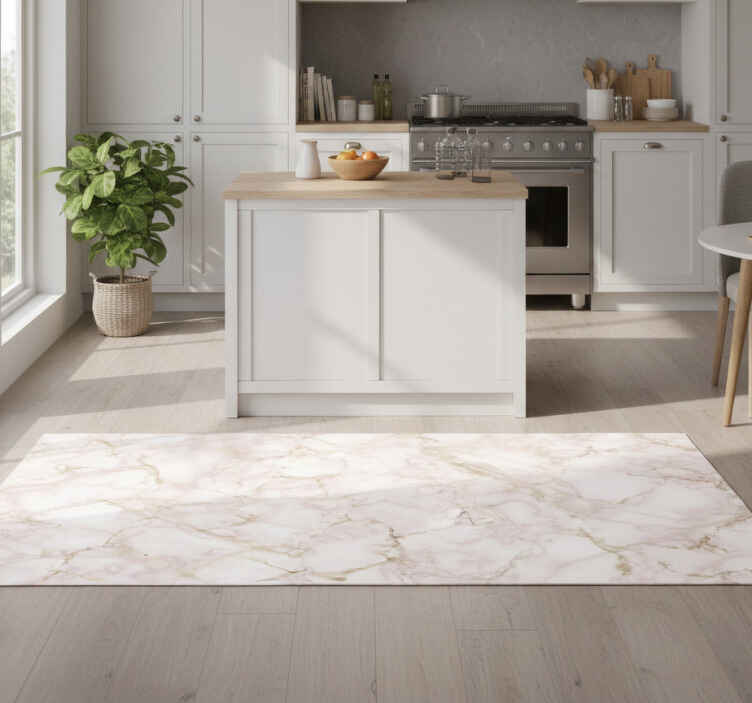 Pink marble kitchen vinyl rug - TenStickers