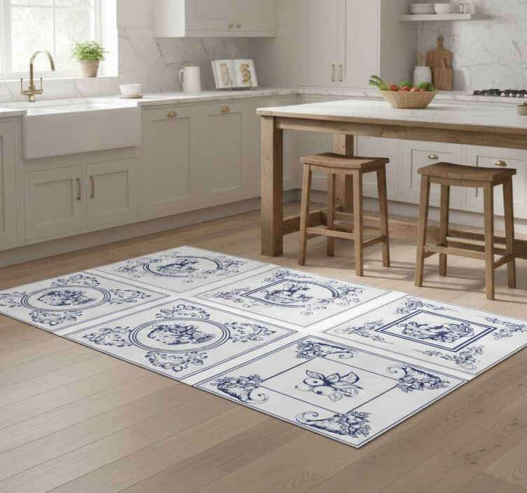 Kitchen vinyl rug with belgian ceramics design - TenStickers