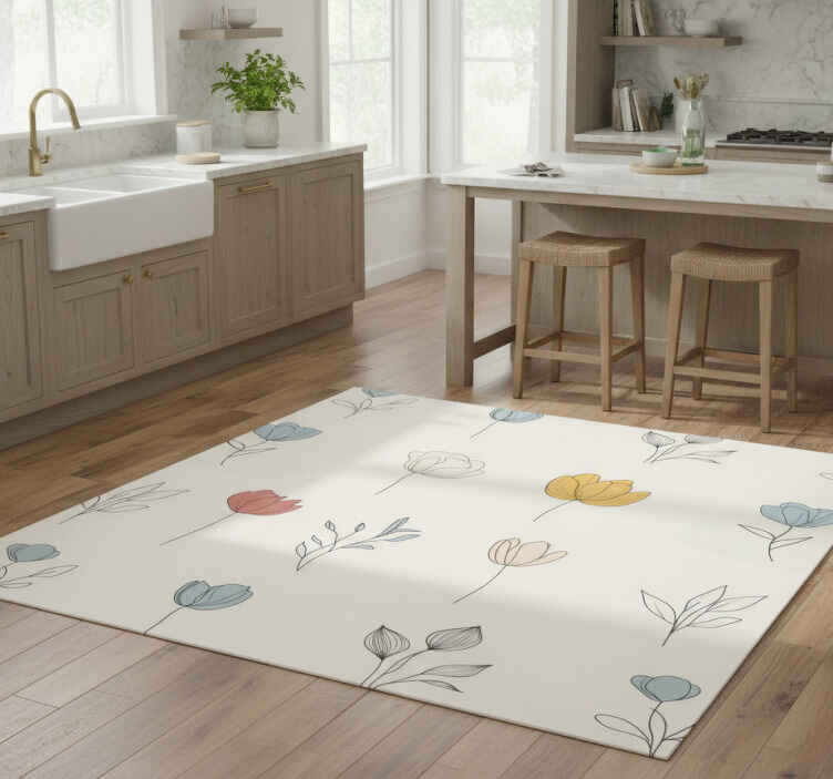 Kitchen vinyl rug set with flower design - TenStickers