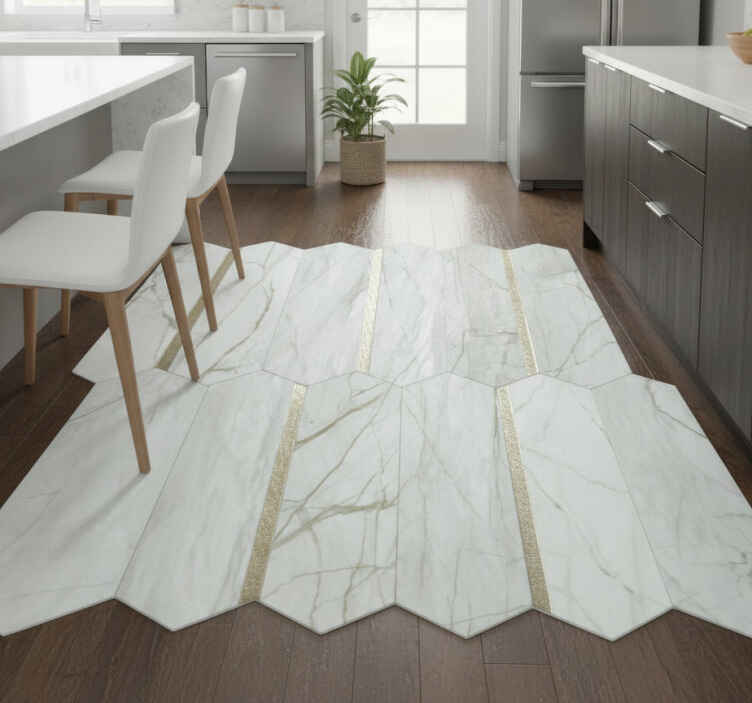 Kitchen vinyl rug trendy marble design - TenStickers