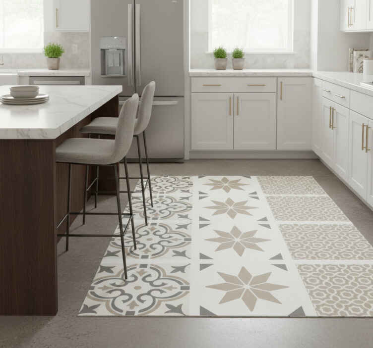 Kitchen vinyl rug sandstone moroccan mosaic - TenStickers