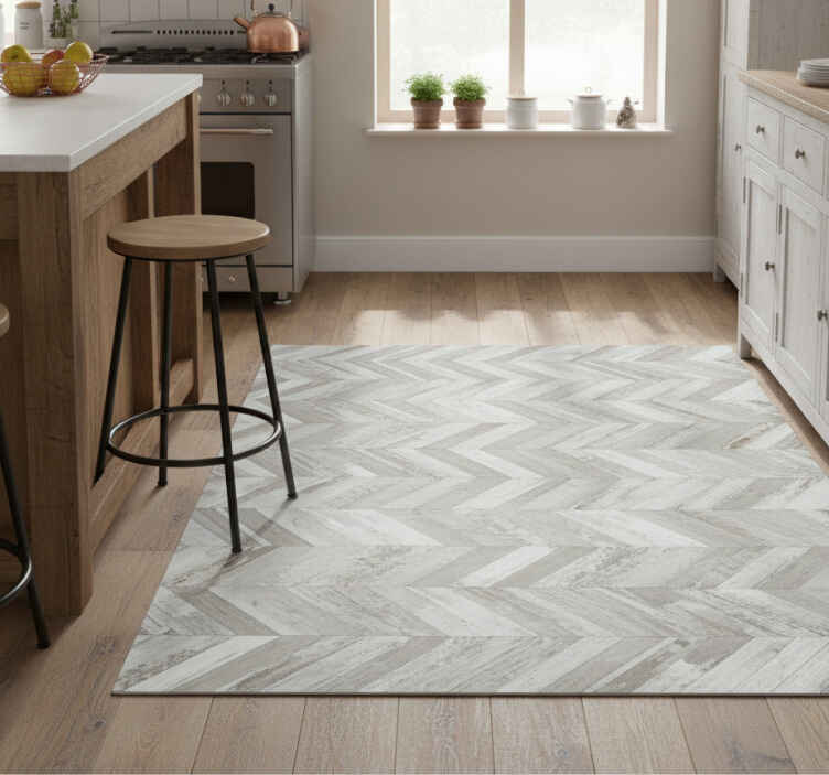 Rustic v-plank kitchen vinyl rug - TenStickers