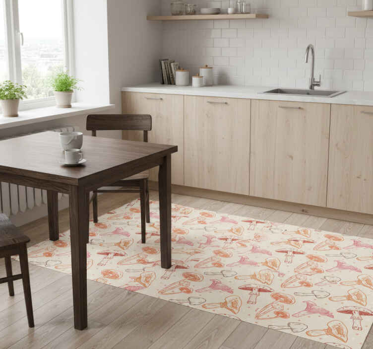 Kitchen vinyl rug set of watercolor mushrooms - TenStickers
