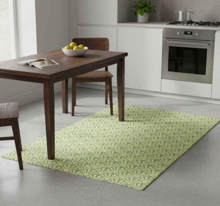Lemon color 70s pattern kitchen vinyl rug - TenStickers