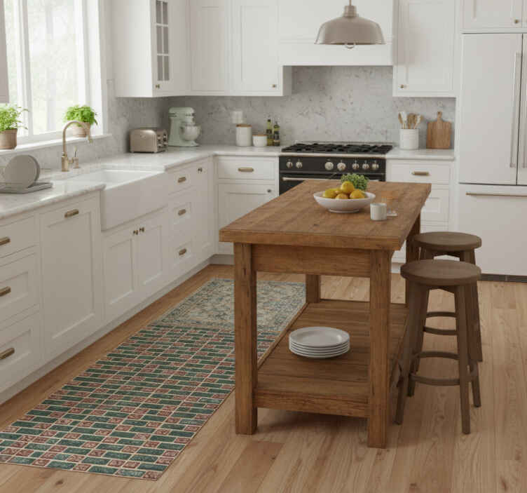 Kitchen vinyl rug simple brick tiles - TenStickers