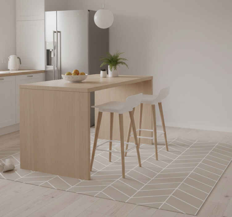 Scandinavian style beige and white kitchen vinyl rug - TenStickers