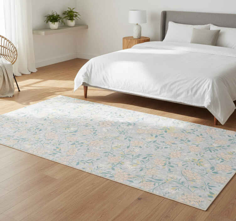 Vinyylimatto makuuhuoneeseen 80-luvun kukkakuosi elegantti - Tenstickers