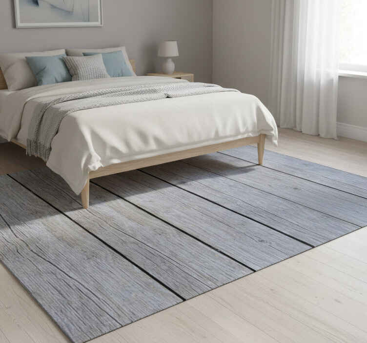 Bedroom vinyl rug in nordic gray raw wood - TenStickers