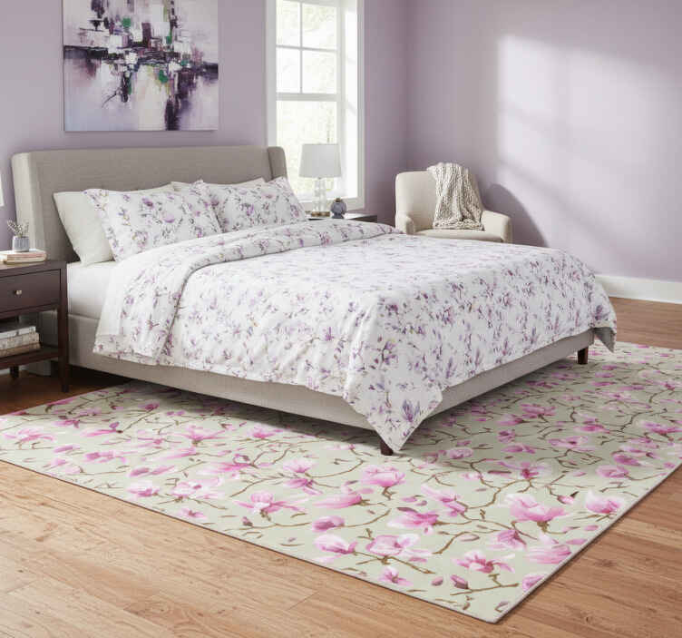 Vinilne preproge za spalnico čudovita vijolična magnolija - TenStickers