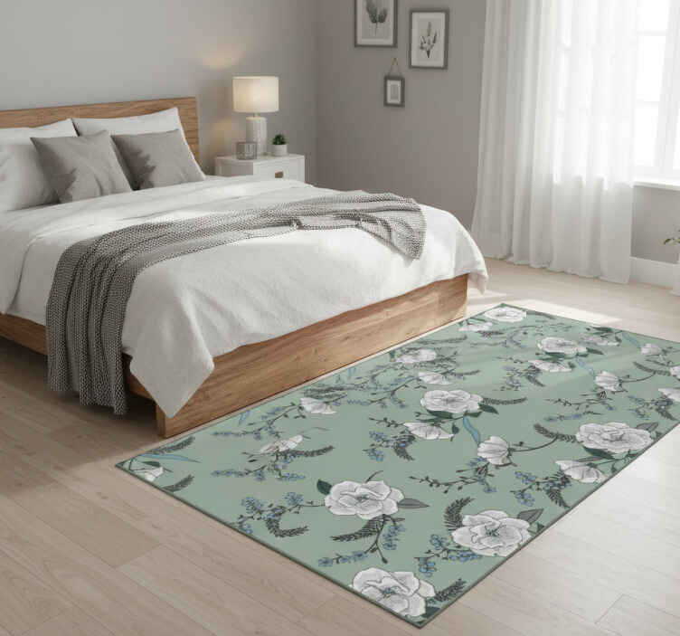 Vinilne preproge za spalnico čudovita bela magnolija - TenStickers