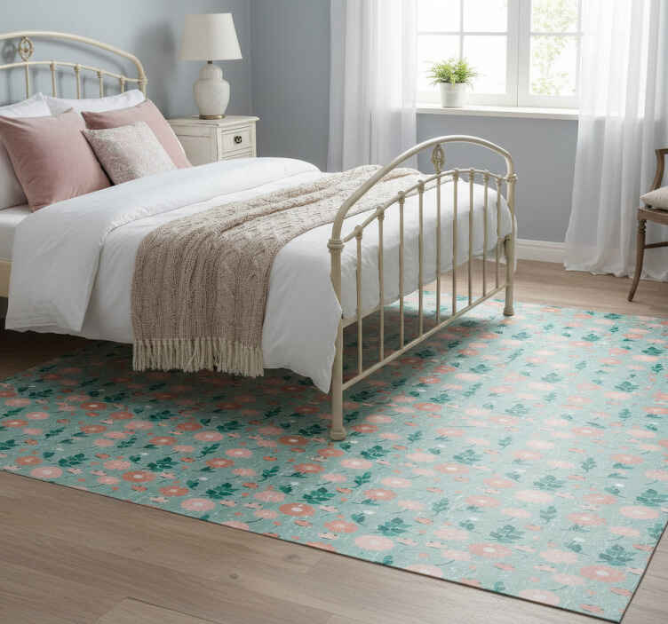 Vinilne preproge za spalnico modra cvetlična shabby chic - TenStickers