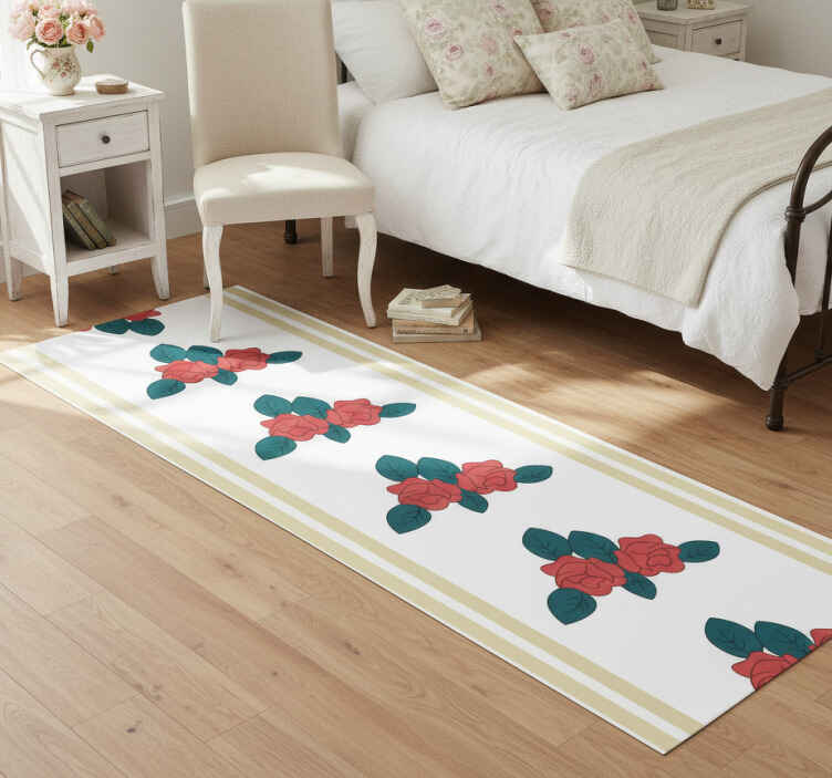 Bedroom vinyl rug with shabby chic red roses design - TenStickers