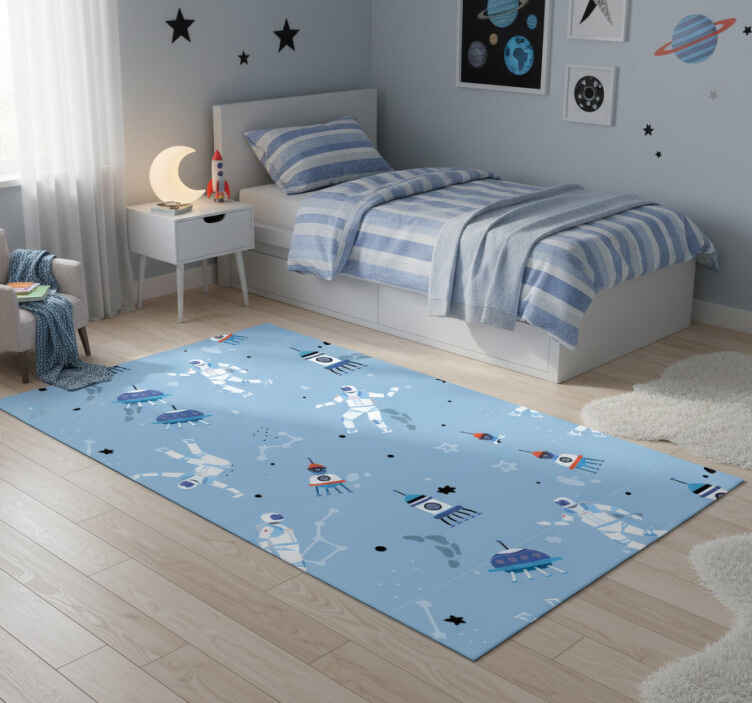 Bedroom vinyl rug with astronauts and spaceships - TenStickers