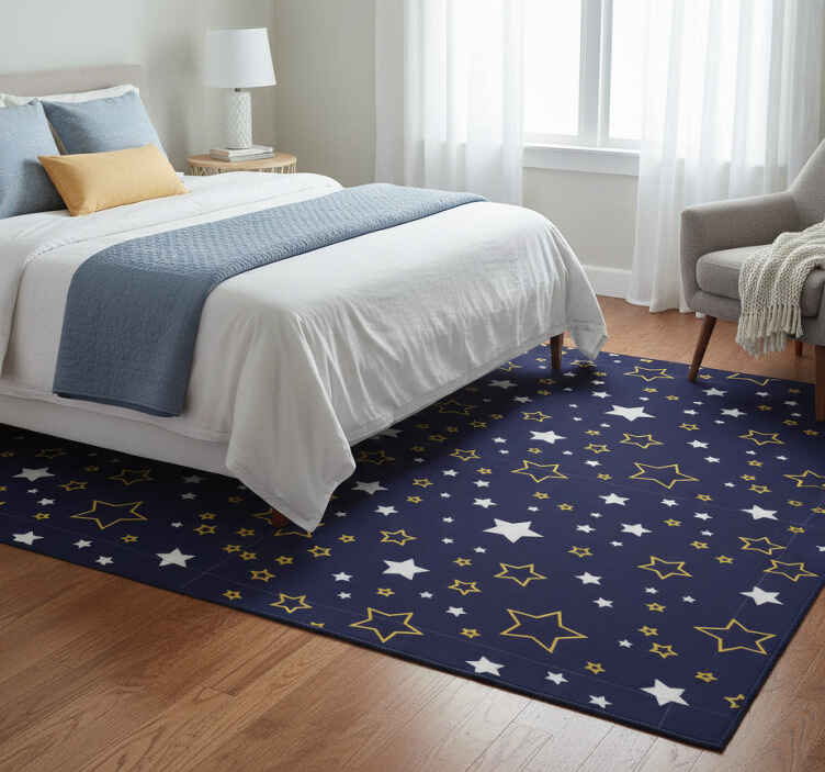 Bedroom vinyl rug night sky with white yellow stars - TenStickers