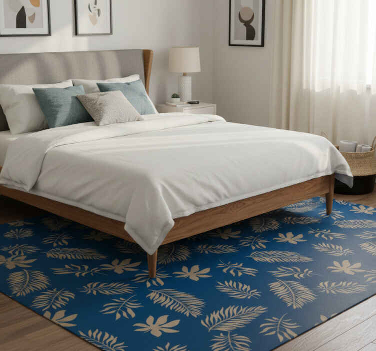 Bedroom vinyl rug in african blue flower design - TenStickers