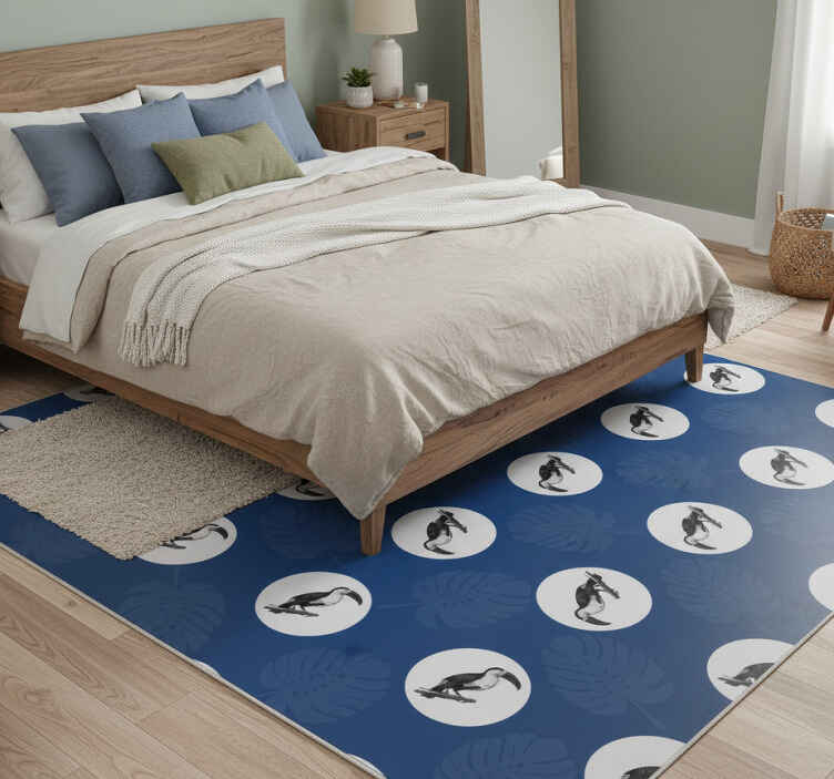 Bedroom vinyl rug with african blue bird design - TenStickers