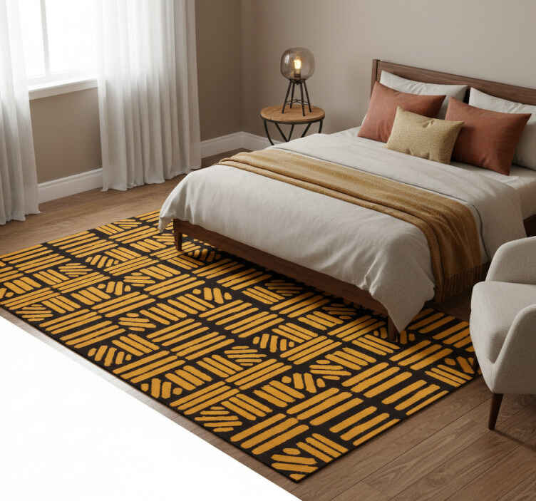 Bedroom vinyl rug with african golden abstract art - TenStickers
