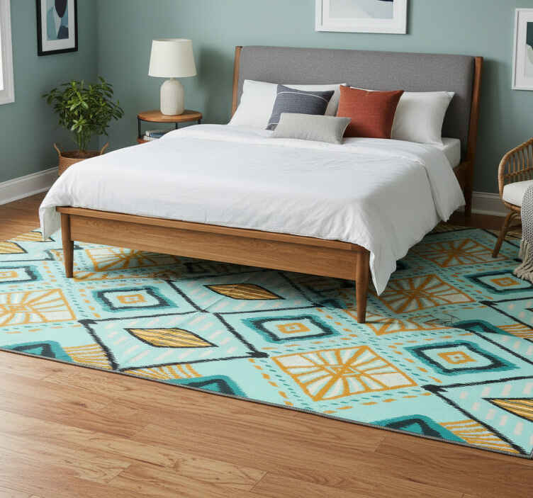 Bedroom vinyl rug with african abstract geometric design - TenStickers