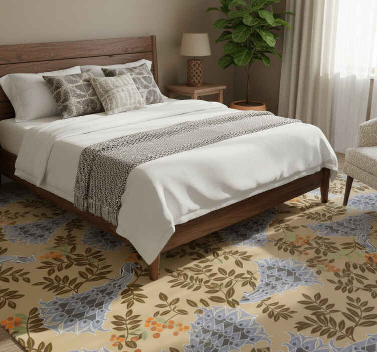 Bedroom vinyl rug in african gray peacock design - TenStickers