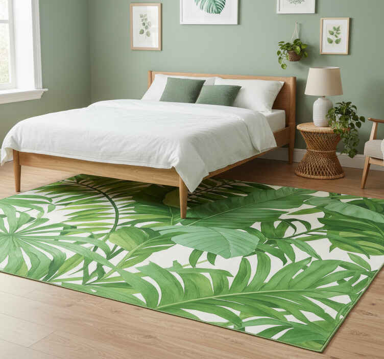 Tapis vinyle chambre motif feuilles tropicales - TenStickers
