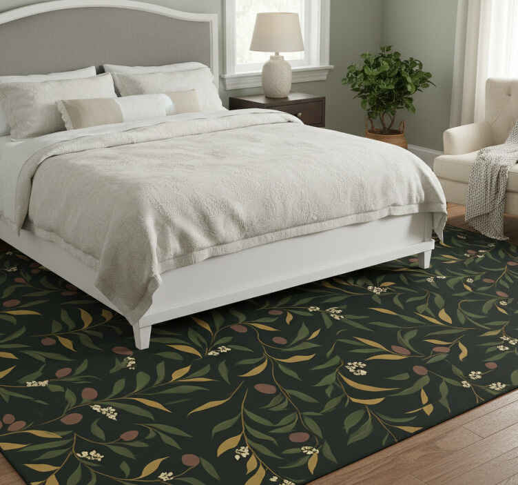 Bedroom vinyl rug with simple repetitive floral pattern - TenStickers