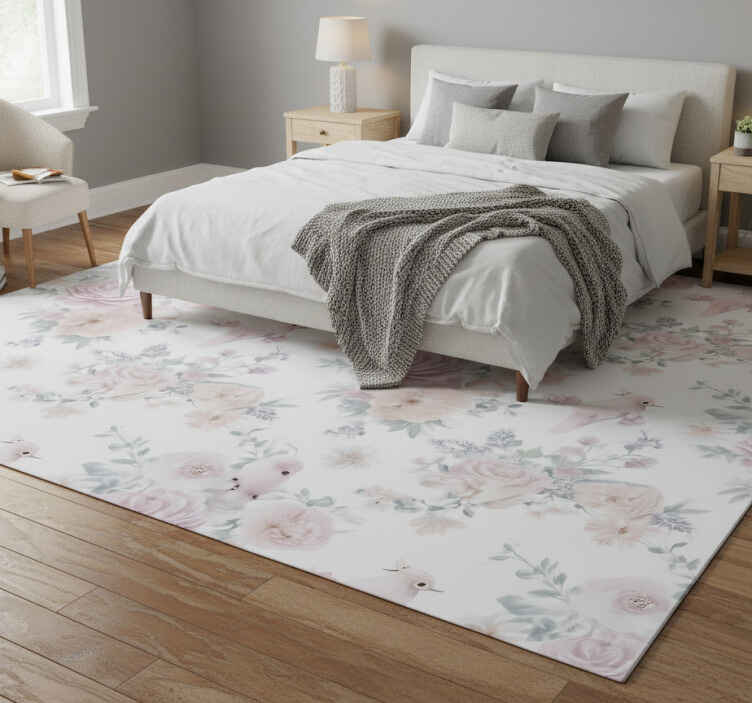 Vinilne preproge za spalnico sivi eleganten cvetlični vzorec - TenStickers
