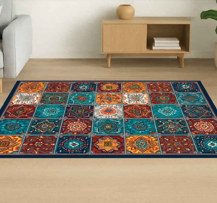 Alfombras vinílicas patrón de azulejos boho - TenVinilo