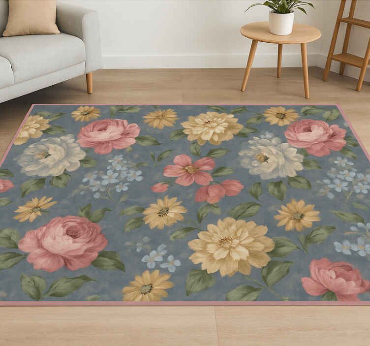 Alfombras vinílicas grandes efecto pintura floral - TenVinilo