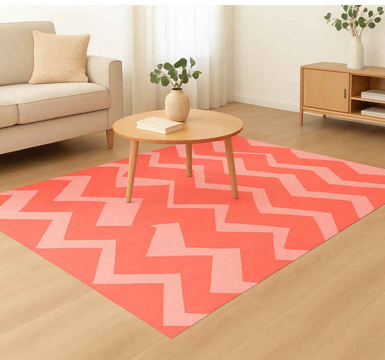 Alfombras vinílicas grandes patrón zig zag rosa - TenVinilo