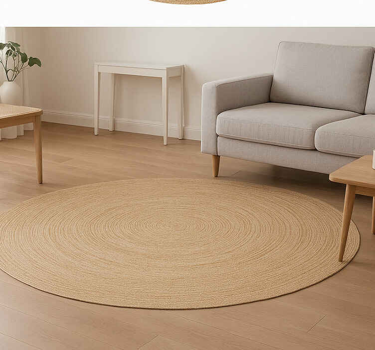 Alfombra redonda yute color beige claro - TenVinilo