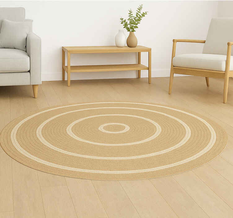 Alfombra redonda yute efecto beige y blanco - TenVinilo