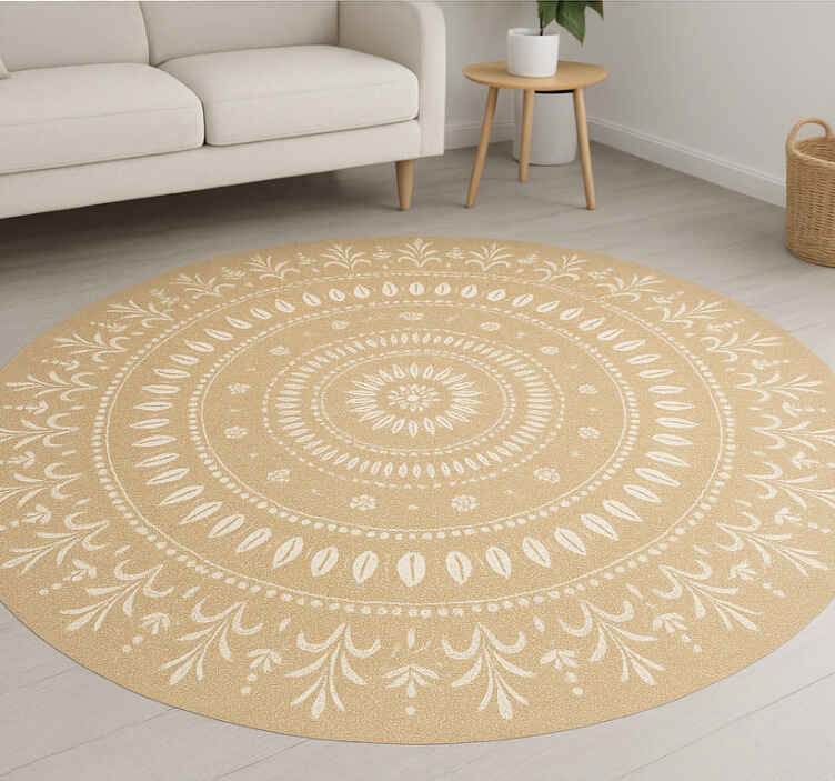 Alfombra redonda yute patrón mandala beige claro - TenVinilo