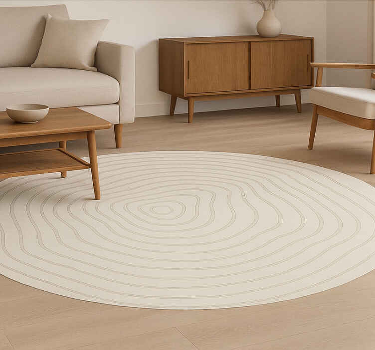 Alfombra redonda yute círculo moderno crema - TenVinilo