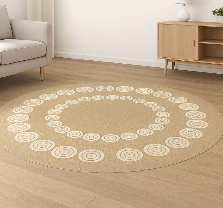 Alfombra redonda yute mandala tejido beige - TenVinilo