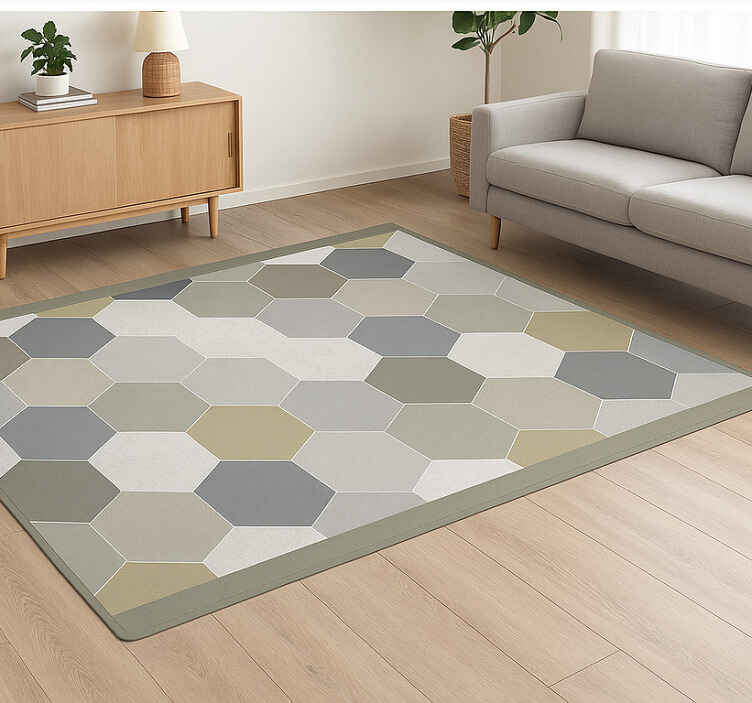 Alfombra pvc formas abstractas azules y grises - TenVinilo