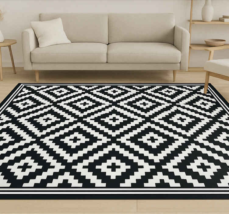 Alfombra exterior pvc abstracto en blanco y negro - TenVinilo