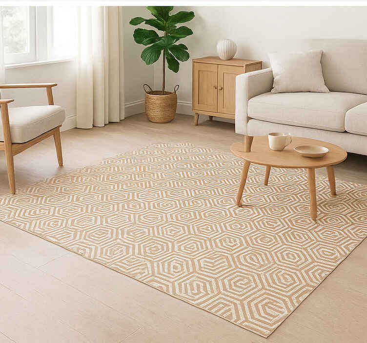 Alfombra exterior pvc ornamentos abstractos beige - TenVinilo