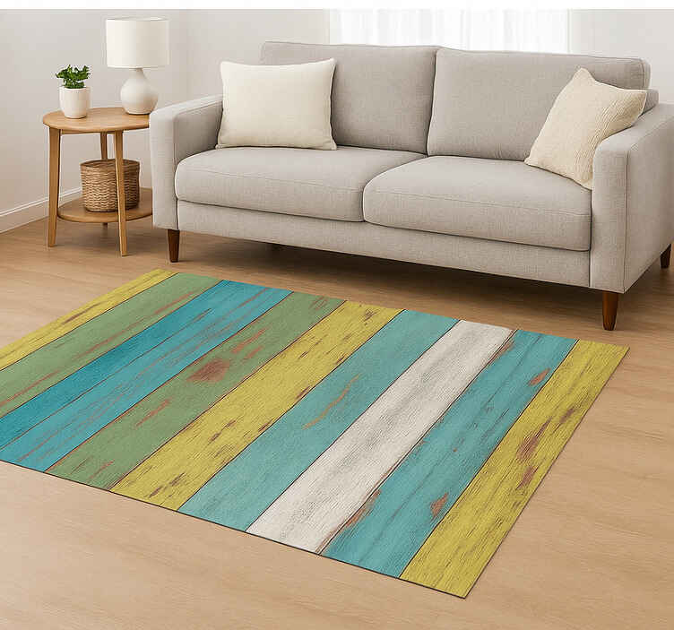 Alfombra exterior pvc efecto madera lavada colorida - TenVinilo