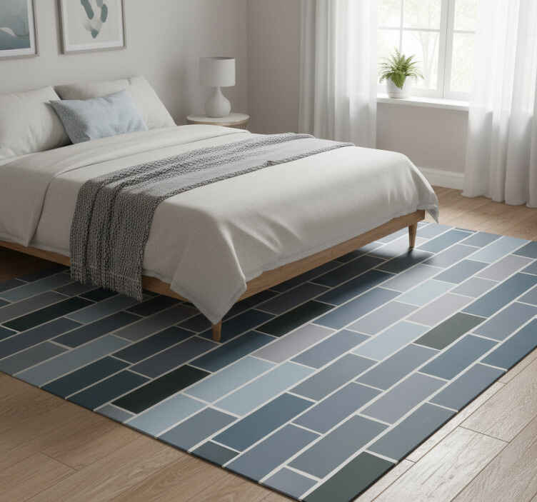 Bedroom vinyl rug in stone gray brick pattern - TenStickers