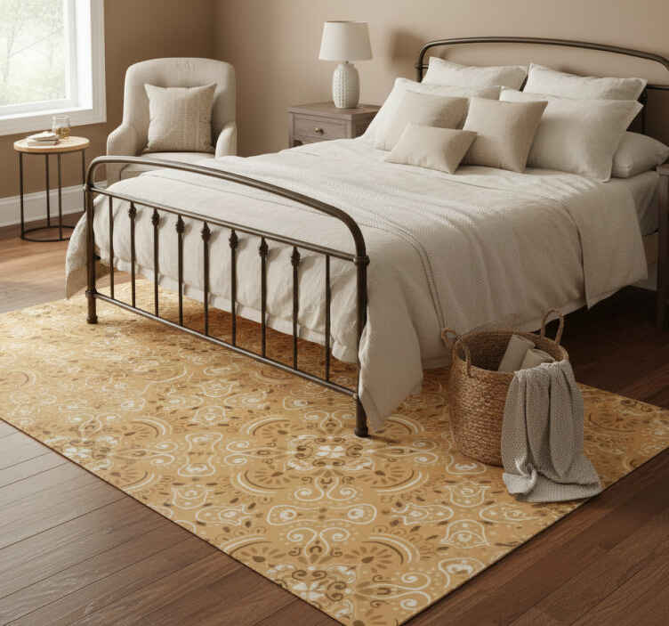 Bedroom vinyl rug with vintage beige design - TenStickers