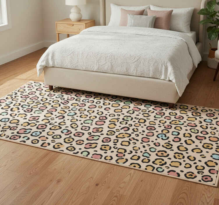 Bedroom vinyl rug in pastel leopard print - TenStickers