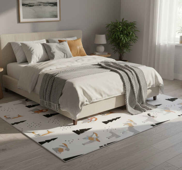Alfombra vinílica dormitorio patrón animales invernales - TenVinilo