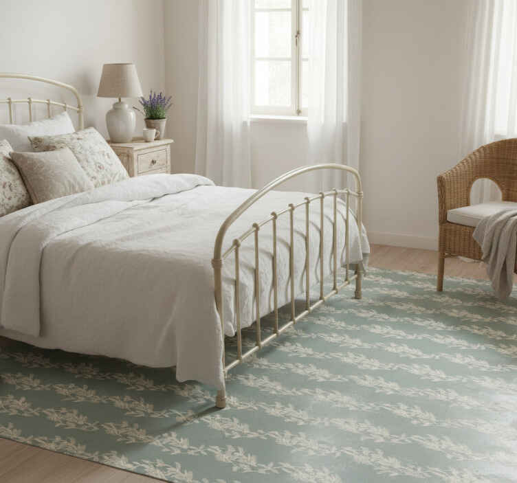 Bedroom vinyl rug with provençal small leaves design - TenStickers