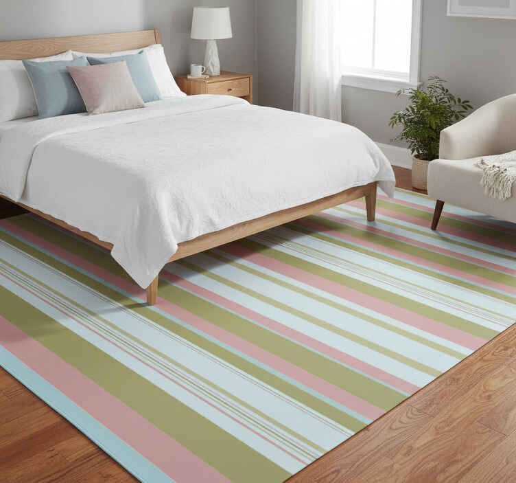 Blue and green 80's stripes bedroom vinyl rug - TenStickers