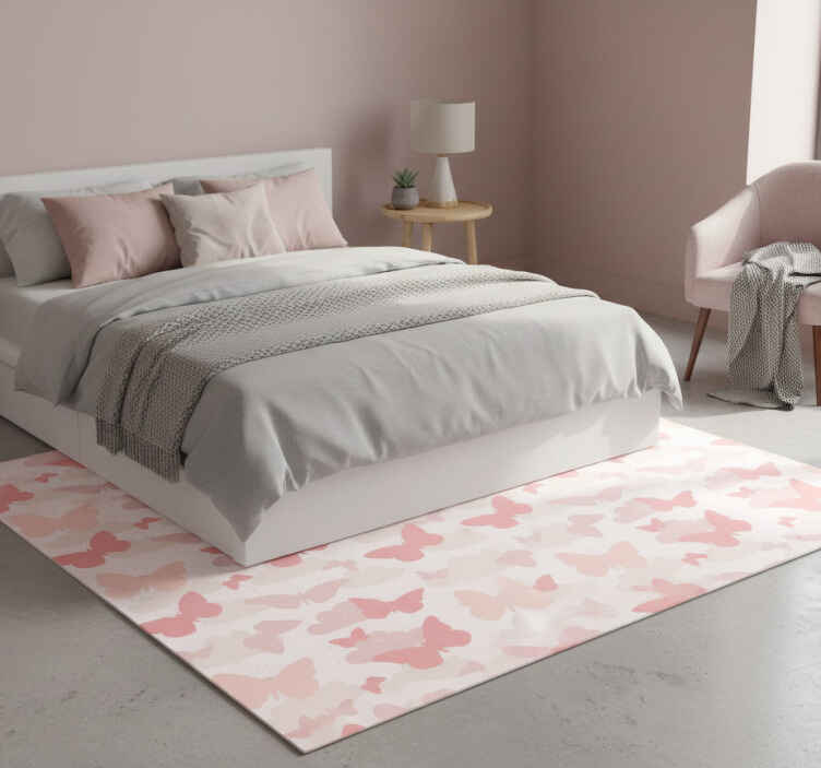 Bedroom vinyl rug with pastel butterfly pattern - TenStickers