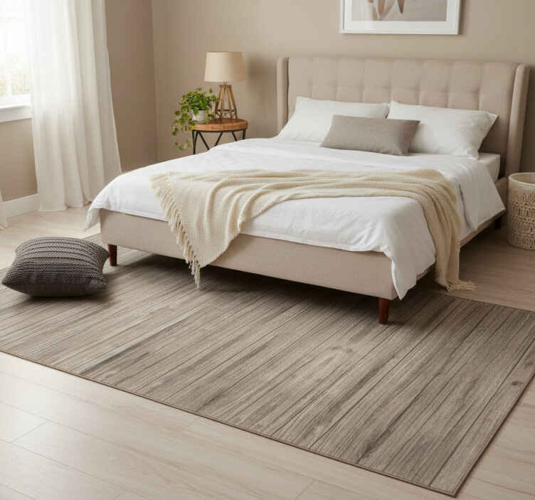 Bedroom vinyl rug in gray rustic wood design - TenStickers