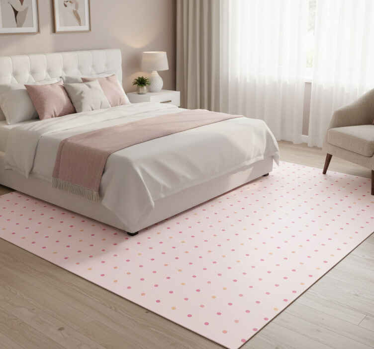 Bedroom vinyl rug with pink rose dots - TenStickers